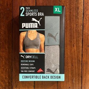Puma Women's Gray and Light Blue Sports Bra 2-Pack